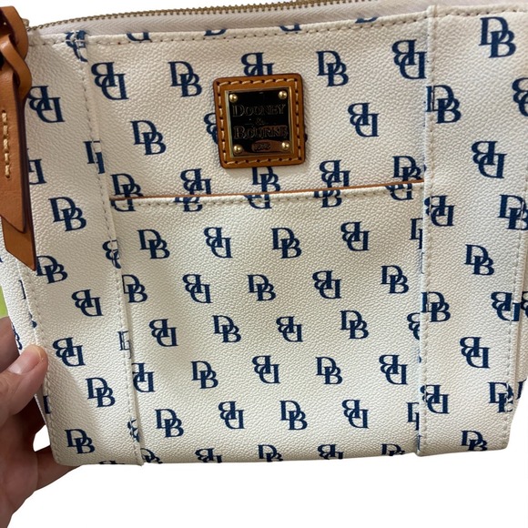 Dooney & Bourke Crossbody Bag Purse DB Logo White & Blue Small - Picture 1 of 15